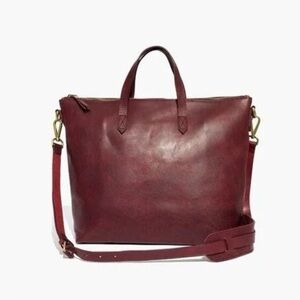 Madewell Zip Transport Tote in Dark Cabernet/Burgundy Leather Bag